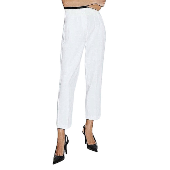 ZARA High Waist Pleated Trouser Pants off white size Medium - Picture 8 of 8